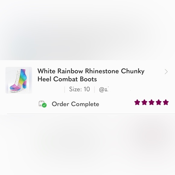 White Rainbow Rhinestone Chunky Heel Combat Boots - Picture 3 of 4
